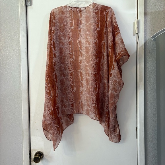 Sheer Boho Kimono Snake Print Reptile Python Rust Gradient Vacation Resort - Picture 3 of 6